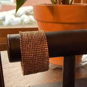 2/$20 Bronze beaded cuff bracelet - adjustable